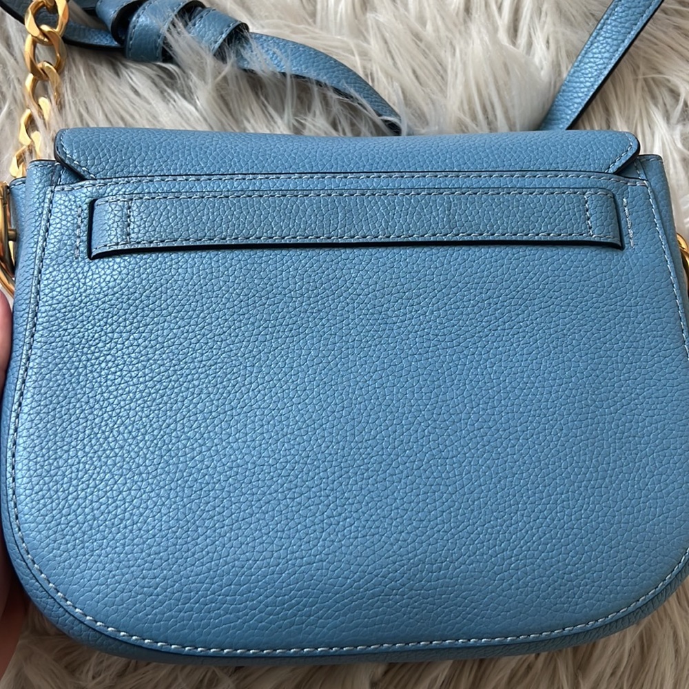 Tory Burch Blue Everly Leather Flap Saddle Bag - Picture 8 of 14